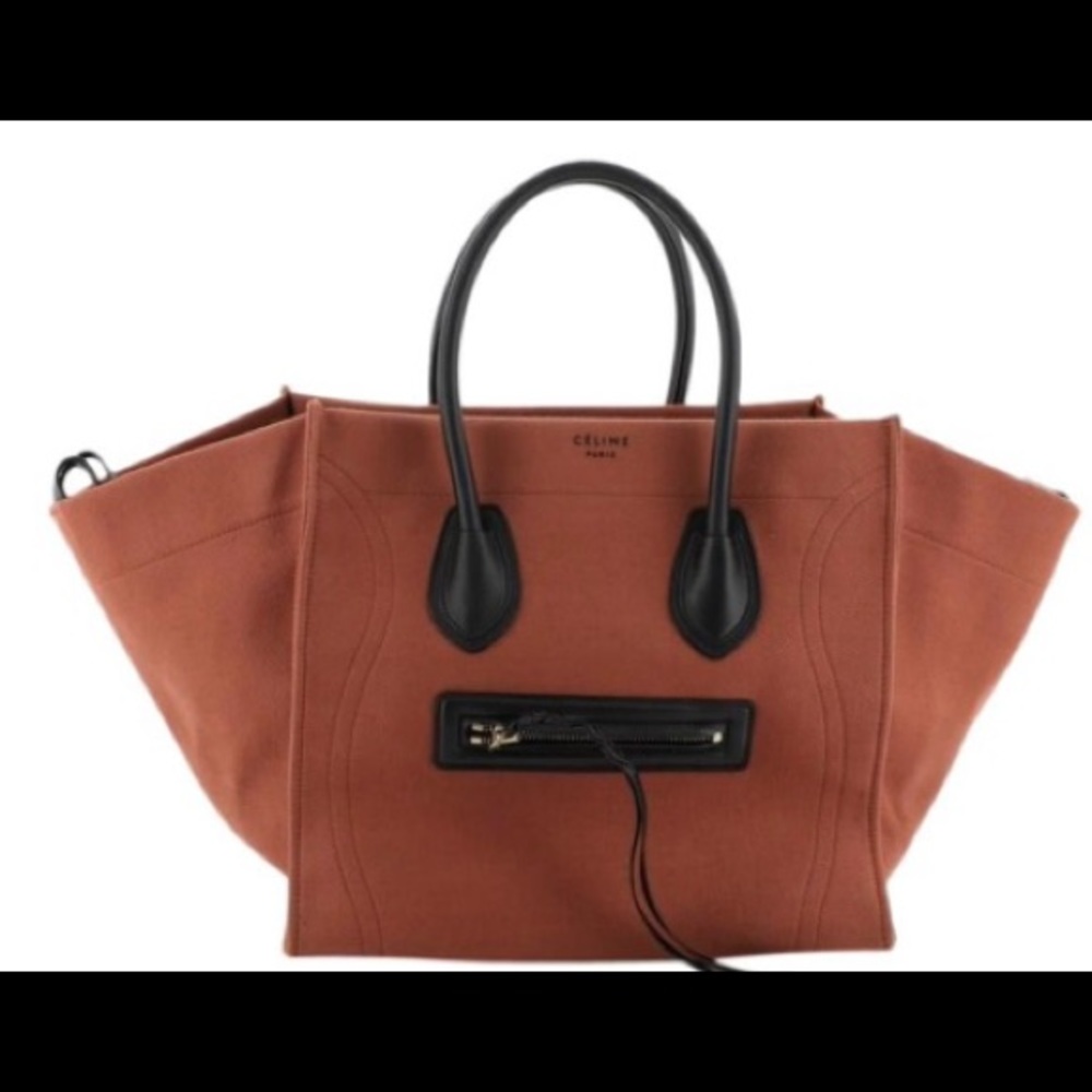 Celine Cabas Phantom Medium Orange Canvas Tote